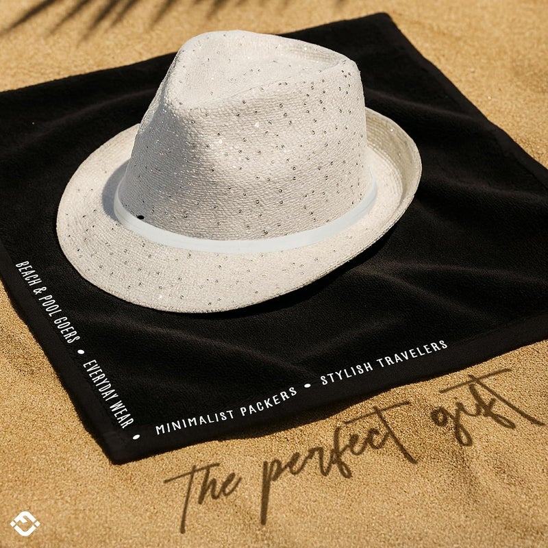 Funky Junque Women's Straw Fedora Sun Hat - UPF 50+ Protection, Short Brim, Stylish Woven Pattern - Image 5